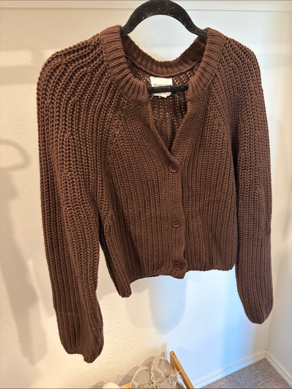 moon & madison Brown Chunky Knit Button Cardigan